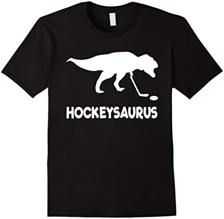 Mens Funny Hockey Dinosaur T-Shirt Gift (Hockey Shirt) Medium Black