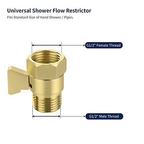 Tenfe Water Flow Control Valve For Shower Head, Glod Adjustable Water