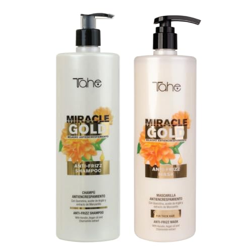 Tahe Miracle Gold For Frizz Control Kit - Shampoo 1000ml + Mask 1000ml