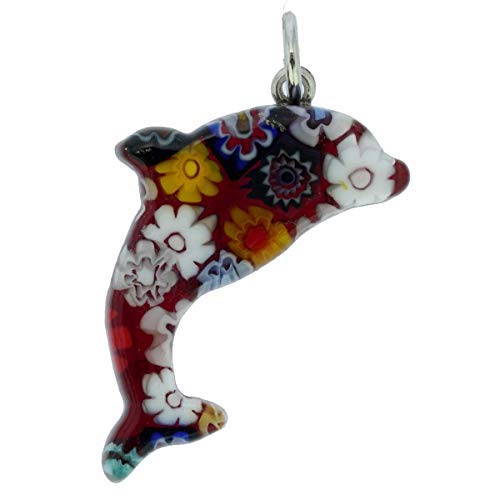 Glass Of Venice Murano Glass Millefiori Dolphin Pendant - Multicolor
