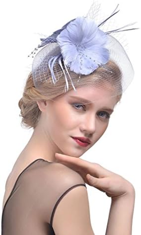 Quistal Charming Netting Mesh Headband Feather Big Flowers Hair Band Party Girls Women Wedding Bridal Fascinator Cocktail Hat