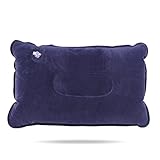 Ptatoms Outdoor Flocking Fabric Inflatable Pillow Cushion for Home Travelling Camping Rest (Dark Blue)