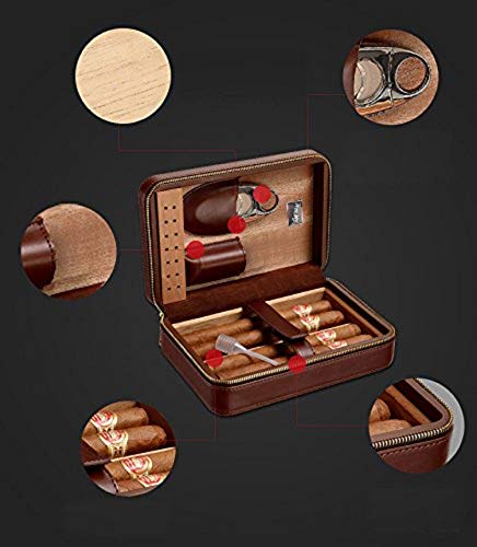 Cigar Travel Case, Free Boy Cigar Cases for Men, Equiped with Humidifier, Cigar Cutter, Dropper and Pouch