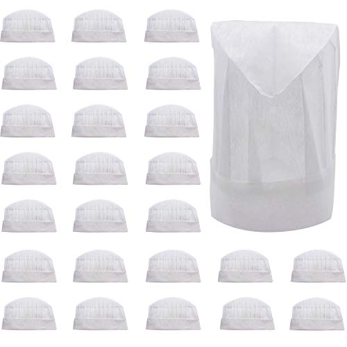 25 Disposable Paper Chef Hats Toques Adult or Kid Pizza Party Favors Decorations
