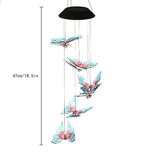 image for AceList Changing Color Solar Power Mobile, Spiral Spinner Windchime Wi