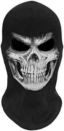 JIUSY Thick Skeleton Skull Ghost Death Halloween Balaclava Face Mask for Cosplay Costume