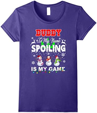 Womens Bubby Is My Name Spoiling Is My Game Christmas T-Shirt Medium Purple