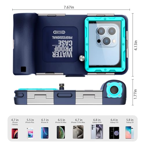 Waterproof Smartphone Case IPX8 Waterproof Mobile Phone Holder 15 m Underwater Compatible for iPhone 17 Pro 17 Air 16 15 Plus 12 13 14 15 16 17 Pro Max 16 15 14 Pro Samsung S25 S24 Ultra
