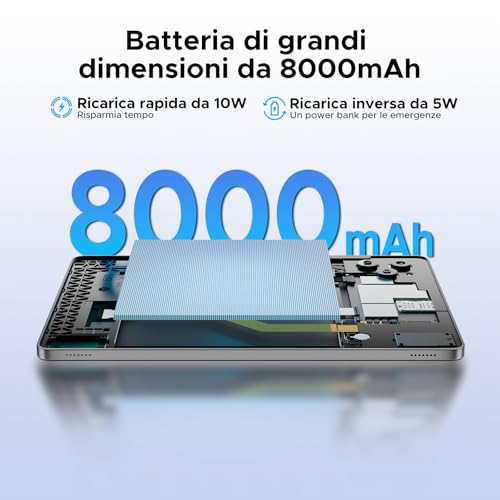 Tab G6 Android 16 Tablet 11 Inch, 4G LTE 90Hz, 30GB RAM+256GB ROM/TF 2TB, Octa-Core Tablet with Sim, 8000mAh/Gemini AI/Widevine L1/13MP+5MP/OTG/BT5/FACE ID/Dual Speakers/3.5mm Jack-Grey