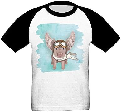 Flying Pig With Sungalsses And Scarf Unisex Kids Short Sleeve Performance Raglan 4 Toddler