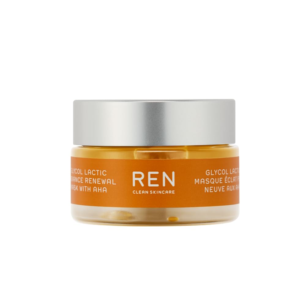 REN Glycol Lactic Radiance Renewal Mask, 15ml – Powerful Exfoliating Face Mask with Glycolic and Lactic Acid, Brightens Dull Skin, Reduces Fine Lines and Pores, Smooths Texture for Instant Radiance