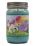 S&M Web Widgets Unicorn Farts Candle - Soy Wax Scented 16oz Glass Mason Jar Candle Box (16oz, Blue Hawaiin)