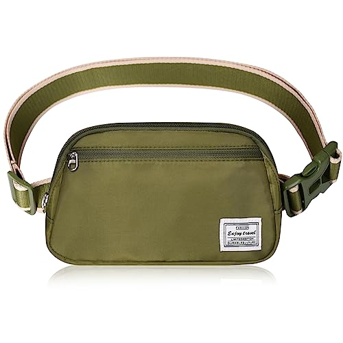 DMLuna Small Crossbody Bags for Women Trendy, Lightweight Fanny Pack for Women & Men, Mini Belt Bag, Waist Bag with Adjustable Strap for Running Workout Traveling, Olive Green