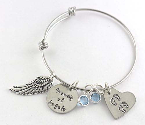 Mommy of Angels Adjustable Silver Bangle Bracelet - Custom Gift - Baby Boy Twins - Memorial - Pregnancy Loss - Miscarriage