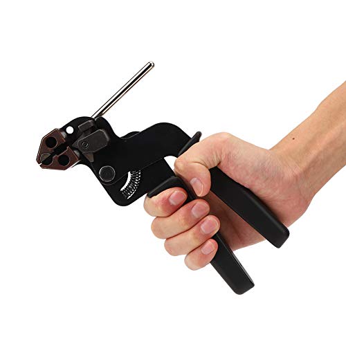 lyrlody Cable Tie Gun,Stainless Steel Cable Tie Tool Cutter Tool for Tension and Cutting Stainless Steel Cable Ties Black,8.27 x 3.54 x 0.79inch