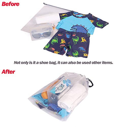 DIOMMELL Set of 12 Transparent Shoe Bags for Travel Large Clear Shoes Storage Organizers Pouch with Rope for Men and Women
