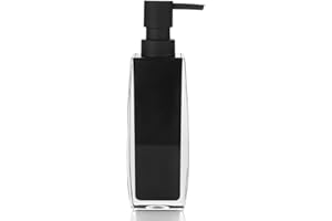 YAUKPH Square Acrylic Soap Dispenser 10oz Refillable Hand Soap Pump - Leak-Proof for Bathroom & Kitchen Sink Black