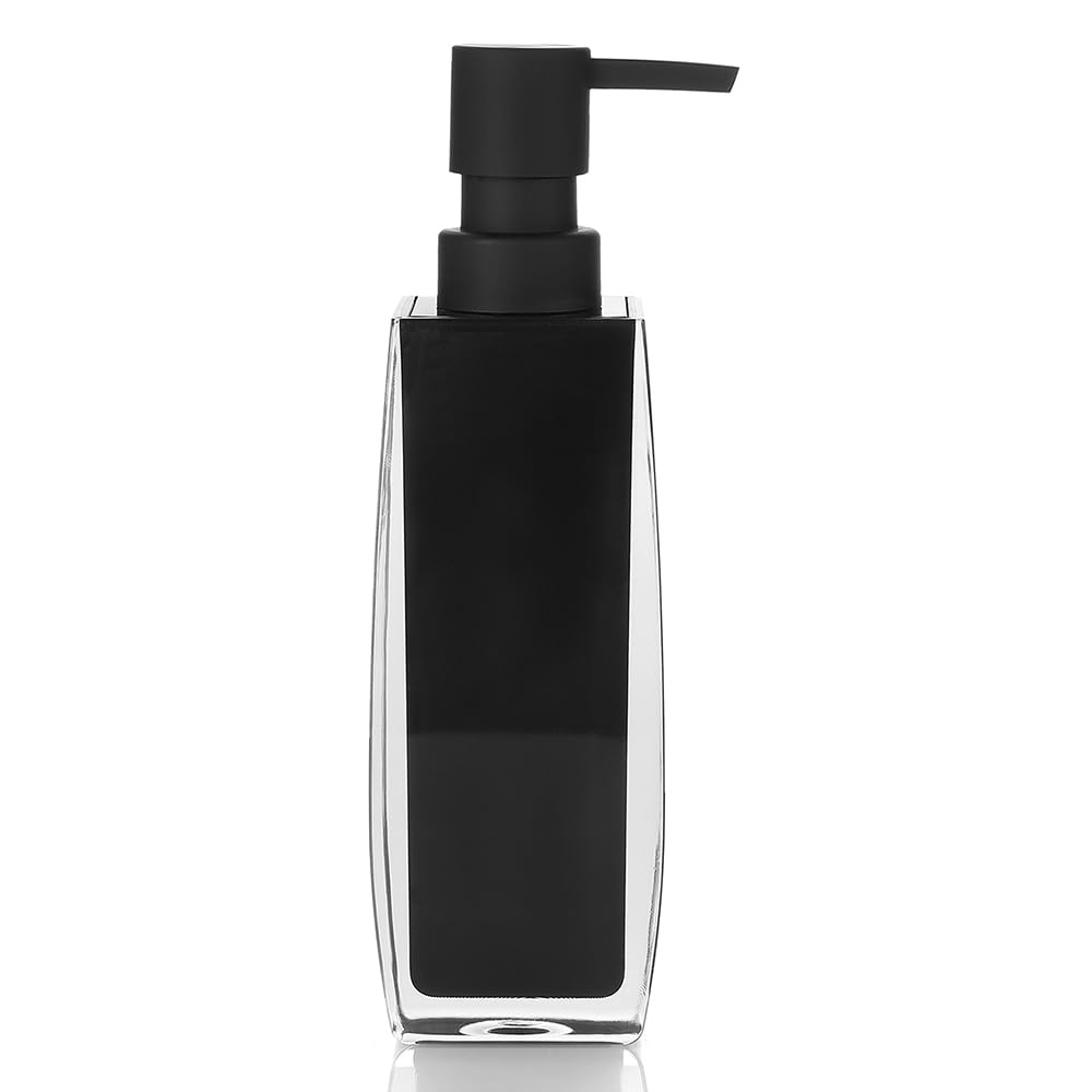 Photo 1 of YAUKPH Square Acrylic Soap Dispenser 10oz Refillable Hand Soap Pump - Leak-Proof for Bathroom & Kitchen Sink Black