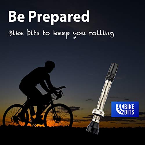 Bike Bits Tubeless Valve Stem - Brass Presta Valve Stem - Aluminum Caps - Remover Tool (Red, 44mm)