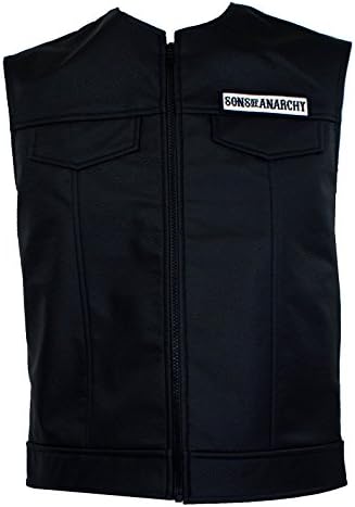 Sons of Anarchy Mens Patch Top Rocker Faux Leather Vest Cut S