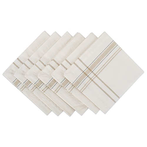 DII 100% Cotton, Oversized Basic Everyday 20x20" Napkin Set of 6, White Chambray French Stripe