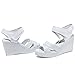 FreeRun Women's Fashion Velcro Ankle-Strap Pure Color Wedge High Heel Sandals (5.5 B(M)US,white)