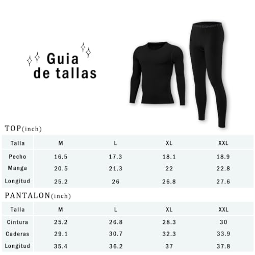 EIYUTRLR Conjunto De Ropa Interior Térmica De Hombre，Mallas de poliéster Acolchadas y engrosadas,Que absorben el Sudor y se secan rápidamente,perfectas