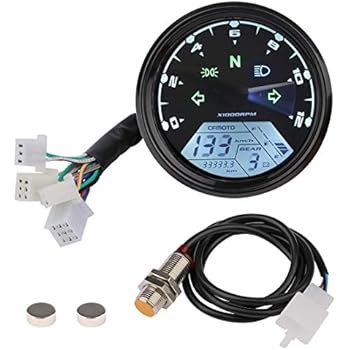 Sdootauto Motorcycle Speedometer Tachometer MPH/KMH, LCD Digital Odometer Universal 12V Speed Gauge for Motorcycle Motorbike Scooter with Multifunctional Indicator
