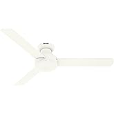 Hunter 52 inch Indoor Ceiling Fan No Light - White Modern Ceiling Fan without Light, 3 Blades, Low Profile Mount, For Bedroom