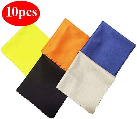 10Pcs Screen Cleaning Cloth/Glasses Cloths/Microfibre Cleaning Cloths for Glasses, LCD Screens, Lenses, Camera, Cell Phone and Tablets (8Inchsx8Inchs) Black, Grey, Green, Blue, Yellow)