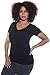 4 Pack Zenana Women's Basic V-Neck T-Shirts, Black, Medium