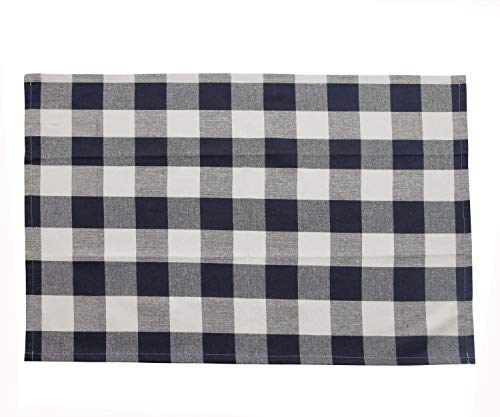 Buffalo Checked Dish Towels - Plaid Dish Cloths - Cotton Buffalo Plaid Dish Towels - Buffalo Check Tea Towel - Checkered Kitchen Towels - Navy Blue Tea Towels (Set of 3 (Navy and Cream), (28x18))