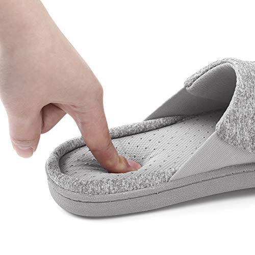 Neeseelily Women Memory Foam Comfort Anti-Slip House Slippers Slip On Breathable House Shoes Indoor Outdoor (8.5-9 B(M) US, Grey)