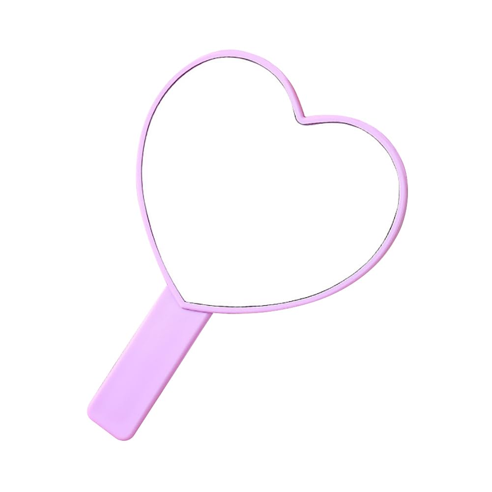 HugeDE Heart Shaped Mirrors Hand Cosmetic Mirrors Handheld Makeup Mirrors Cute Travel Mirrors Lightweight Portable Mirrors with Handle Purple