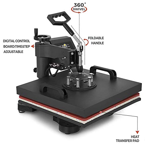 image for Mophorn Heat Press Machine 15x15 inch 5in1 T-Shirt Heat Press and Viny