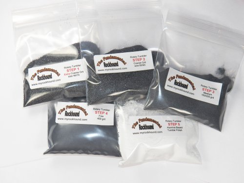 Fundamental Rockhound Products: 5 Step Rock Tumbling GRIT KIT for tumble polishing rocks Enough to polish up to 10 pounds of rock! Refill
