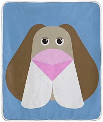 100% Polyester Travel Throw Blanket 50 x60 Inches,Cute Dog Animal Zoo Blue Thermal Lightweight Couch Blankets