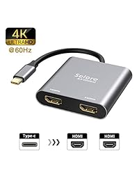 Adaptador USB-C a HDMI dual 4K  60hz, convertidor tipo C a HDMI compatible con MacBook MacBook Pro 2016 2017 2018, MacBook Air 2018 Samsung Galaxy S9 S9+ S8 S8+, Surface Book 2 y más dispositivos USB C