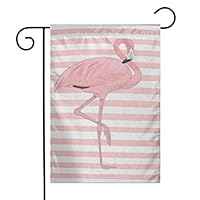 GDjiuzhang Christmas Home Garden Flags,Double Sided Outdoor Decorative Yard Flags(White Pink Flamingo and Stripes)