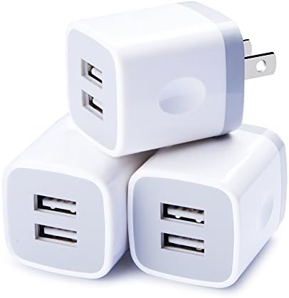 Charging Block, Wall Charger, Sicodo 3-Pack Dual Port USB Home Travel Wall Charger Plug Compatible with iPhone X,8,7 Plus,6 Plus, Tablet, Samsung Galaxy S20,S10e,S9, S8 Edge, HTC, LG, Sony, and More