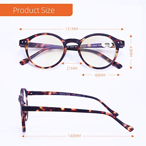 ZENOTTIC Blue Light Blocking Reading Glasses Classic Round Lightweight Frame Eyeglasses for Men and WomenÂ£Â¬for Computer Reading/Gaming/TV/Phones