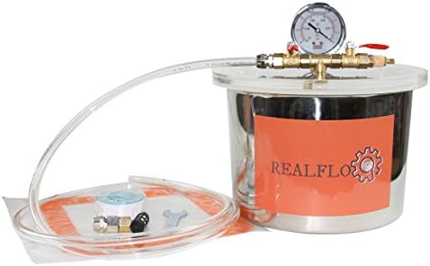 REALFLO 1.5 Gallon Stainless Steel Vacuum Chamber Silicone Kit for Degassing Resins, Silicone and Epoxies