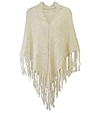 Modadorn Soft Crochet Solid Color W/fringe Shawl Scarf (Ivory)