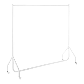 Shopfitting Warehouse Stabiler, Großer Kleiderständer, Garderobenständer – Robuste 153cm lange Profi-Kleiderstange komplett aus Stahl in Weiß