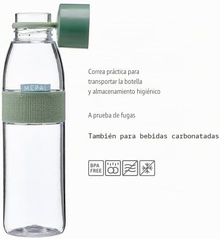 - Botella de agua Ellipse - Botella de agua reutilizable - Botella a Prueba de Fugas apta para Bebidas Carbonatadas - para Adultos y Niños - Sin BPA - 500 ml - Nordic blue