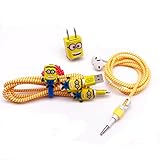 DIY Cartoon Style Spiral Wire Protectors Set / Earphone Cords (Minions)