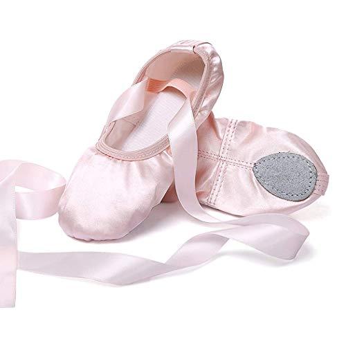 Chimei Ballet Dance Shoes for Goddler Girls Kids Women Pink Red Slipper Satin Flat Physical Shoe - Thumbnail 2