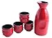 Happy Sales HSSS-PMR06, Japanese Sake Set Calligraphy Red & Black
