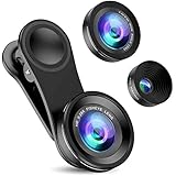 Criacr Phone Camera Lens (Upgraded Version), 3 in 1 Cell Phone Lens Kit for iPhone, Samsung, 180°Fisheye Lens, 0.6X Wide Angl