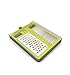 Joseph Joseph 20024 Fold Flat Grater 4 Blade Styles Stainless Steel Cheese Vegetable Slicer Zester Spices Space Saving Includes Plastic Case, 8-inch, Green